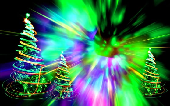 xmas trees (lights) on the color background