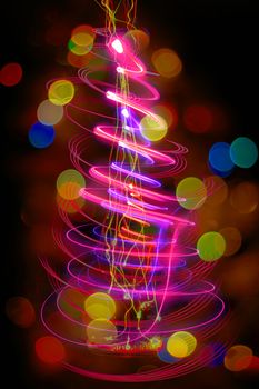 xmas tree (lights) on the black background
