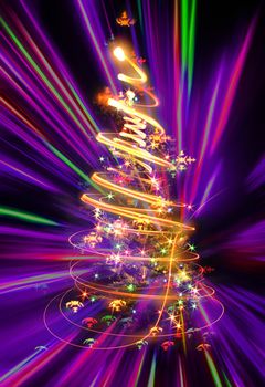 xmas tree (lights) on the black background