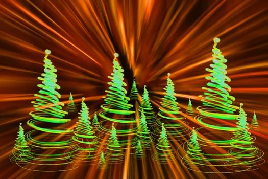xmas forest (lights) on the black background