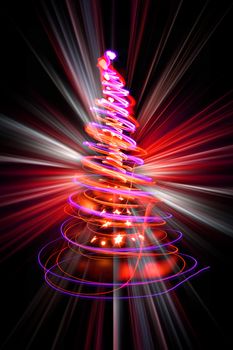 christmas tree from the lights on the black background