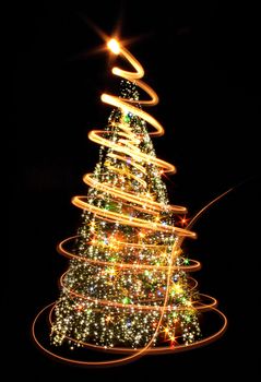 xmas tree (lights) on the black background