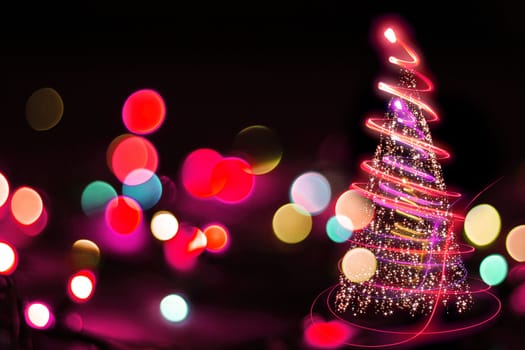 xmas tree (lights) on the black background