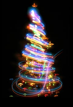 xmas tree (lights) on the black background