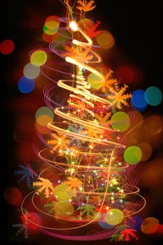 christmas tree  (lights) on the black background