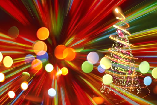 christmas tree (lights) on the black background