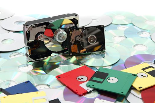 nice color hdd, floppy, dvd and cd-rom  data background