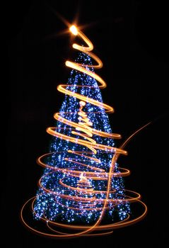 xmas tree (lights) on the black background