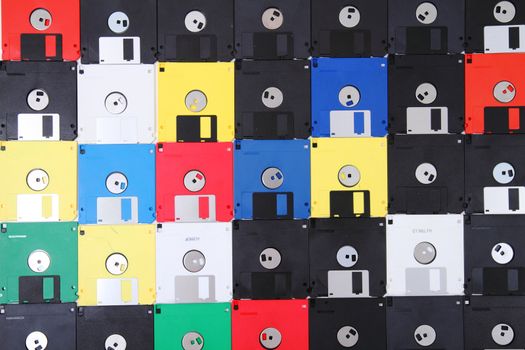 color floppy disks as nice technology backround 