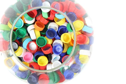 plastic caps isolated on the white background 