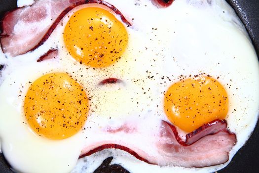 smoked meat and eggs as nice food background