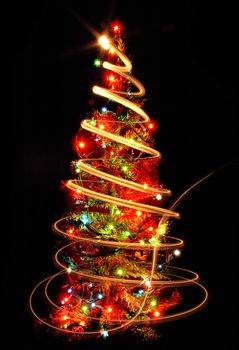 christmas tree (lights) on the black background