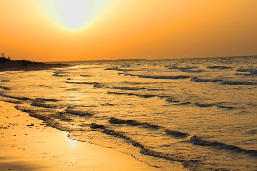 sunset on the Tunisian beach (Djerba island) 