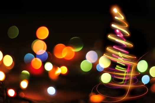 xmas tree (lights) on the black background