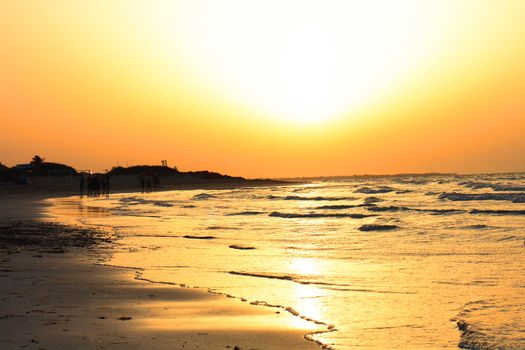 sunset on the Tunisian beach (Djerba island) 