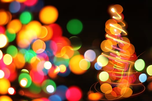 xmas tree (lights) on the black background