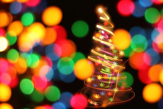 christmas tree from the color lights bulbs