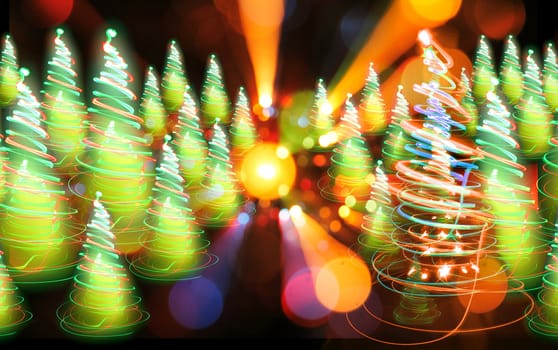 xmas tree (lights) on the black background