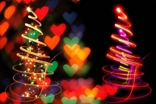 christmas tree from the color lights as nice xmas background