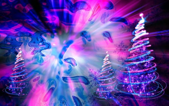 xmas tree (lights) on the color background
