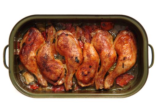 grilled chicken legs isolated on the white background