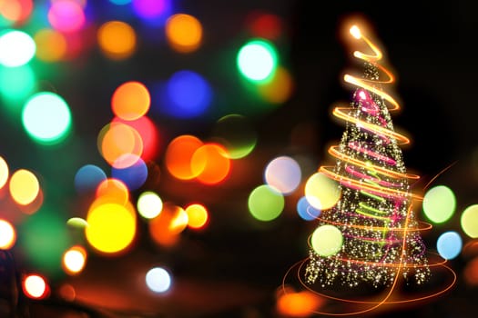 xmas tree (lights) on the black background