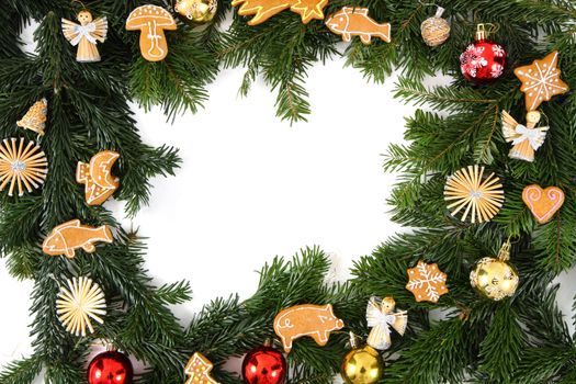 chritsmas background with xmas cookies isolated on the white background