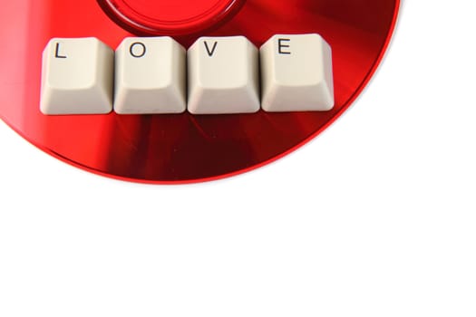 IT love (red CD-rom isolated on the white background)