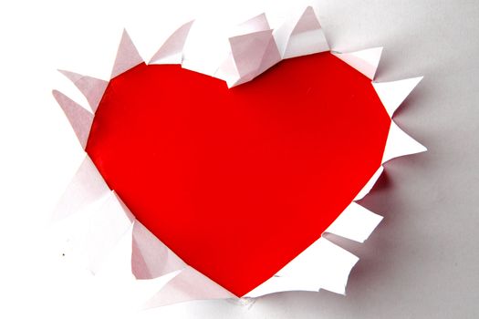 red heart in the white paper as nice valentine background