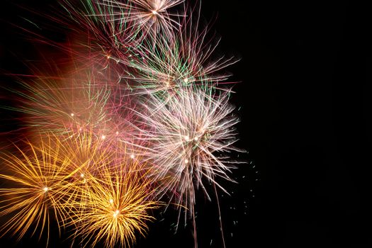 nice color fireworks in the dark night