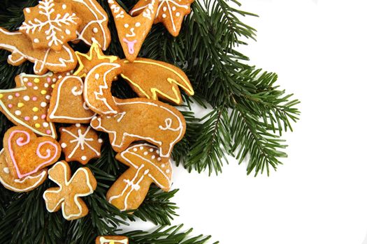 chritsmas background with xmas cookies isolated on the white background