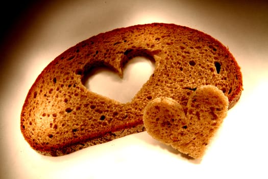 valentine heart from the slice of bread