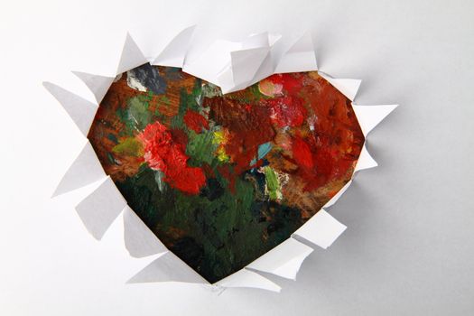 valentine heart isolated on the white paper