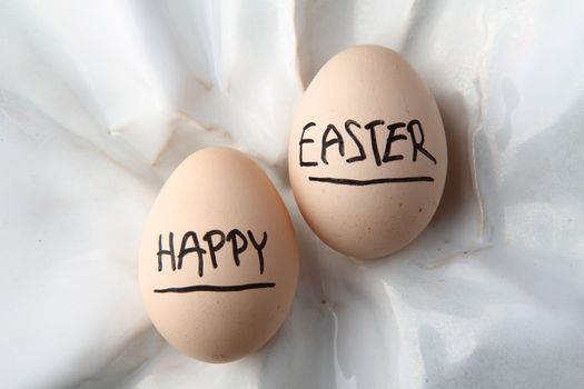 two eggs as nice happy easter background