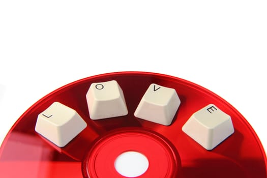 IT love (red cd-rom isolated on the white background)