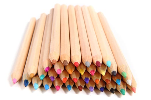 color crayons isolated on the white background