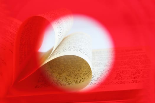 valentine heart in the very old book