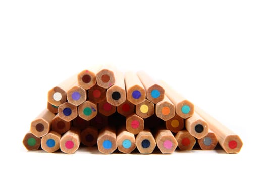 color crayons isolated on the white background