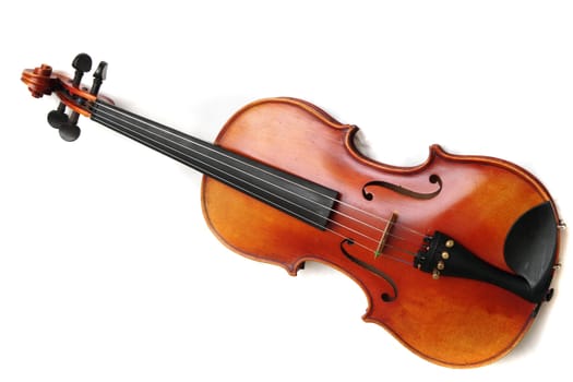 old violin isolated on the white background