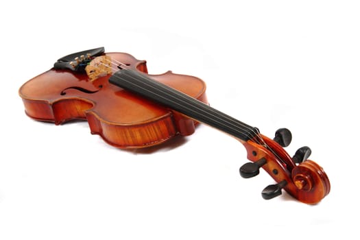 old violin isolated on the white background