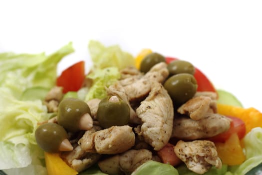 chicken diet food isolated on the white background