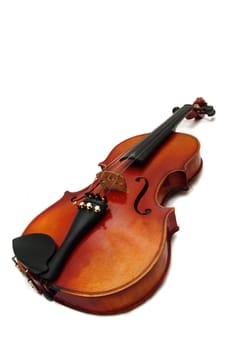 old wooden violin isolated on the white background