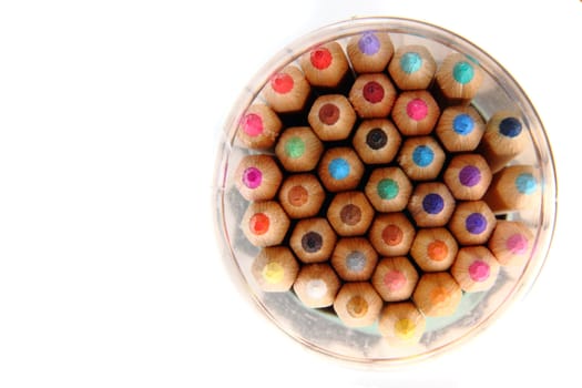color crayons isolated on the white background