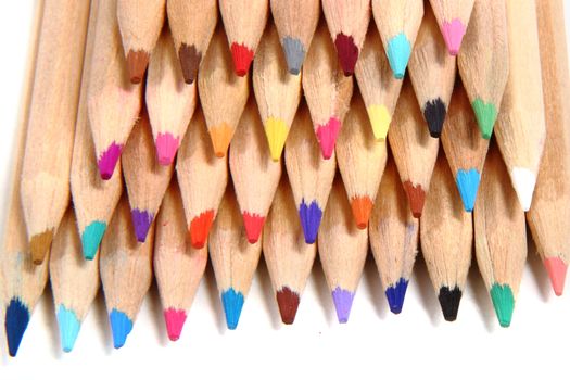 color crayons isolated on the white background