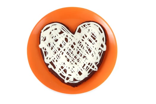 heart as birthday cake isolated on the white background