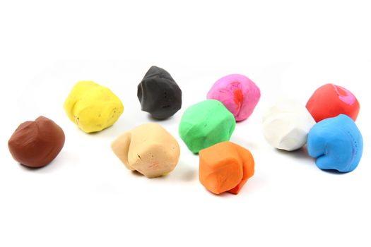 color plasticine isolated on the white background