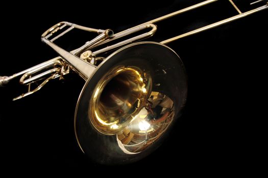 golden trumpet isolated on the black backround