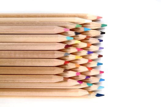 color crayons isolated on the white background