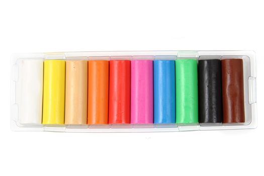 color plasticine isolated on the white background