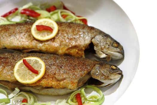 grilled trout fish as nice food background